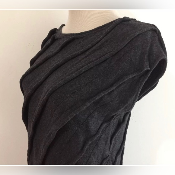 MAX STUDIO Cap Sleeve Drop Waist Knit Tunic Dress Gray Size L - Picture 5 of 8